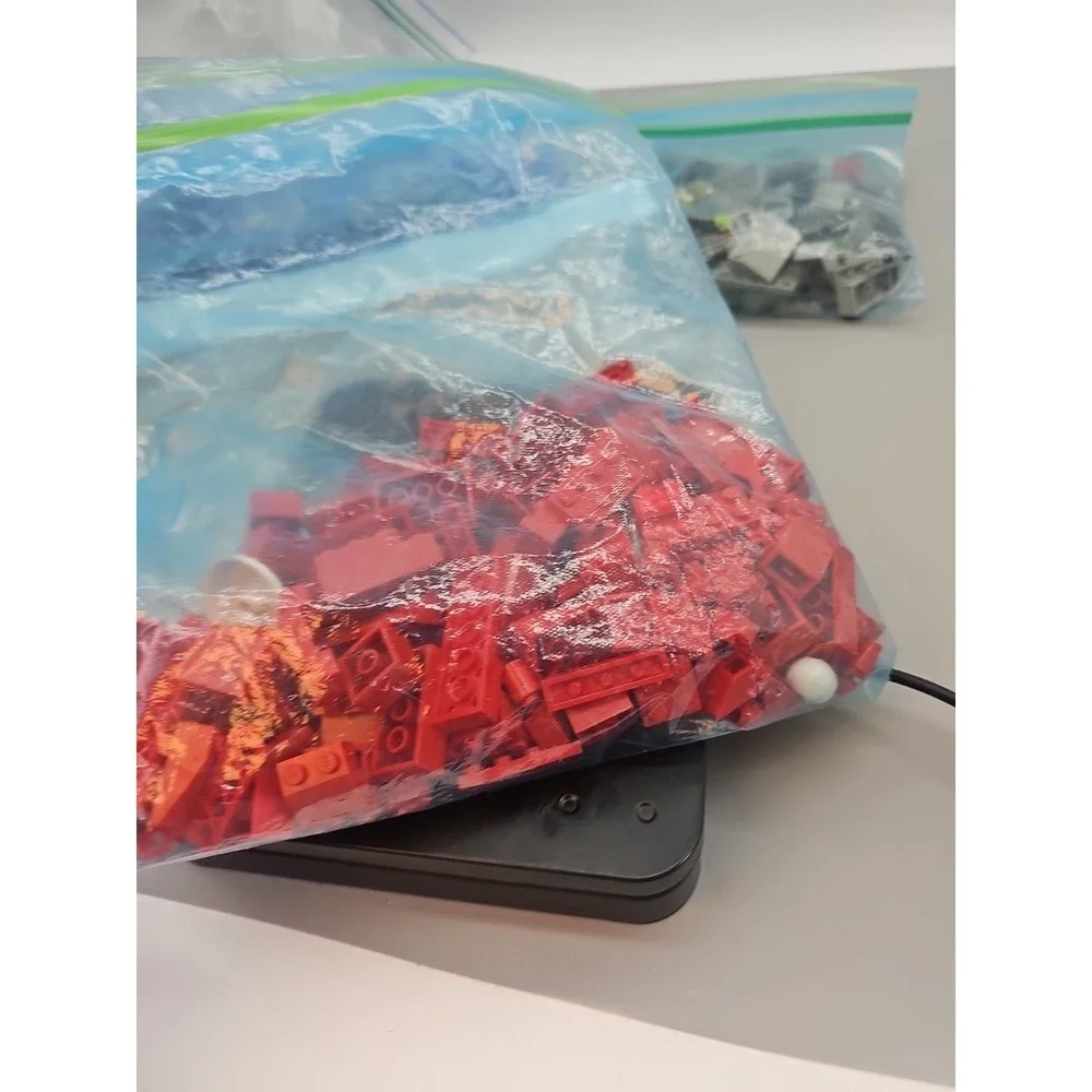 Assorted Lego Lot, Parts, & Pieces, 2 Pound 2 Oz White Red Blue Gray Bags Clean